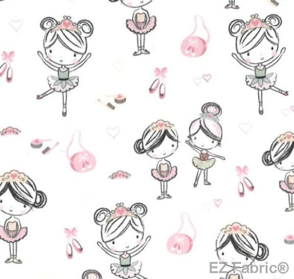 Little Ballerinas dancer print minky fabric, swatch