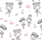 Little Ballerinas dancer print minky fabric, swatch