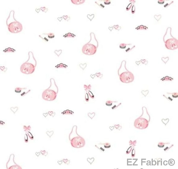 Little Ballerinas ballerina essentials print minky fabric, close-up