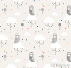 Lunar owls gray minky fabric, swatch