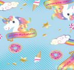 Magical Dreams minky fabric, unicorn print swatch