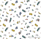 On The Road motor vehicles print minky fabric in Multi, swatch
