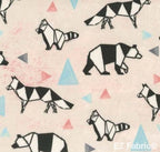 Origami Forest aqua wild print minky fabric, detail