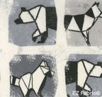 Origami Forest black geometric animal minky fabric, swatch