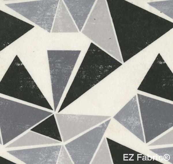 Origami Forest black triangular print minky fabric, close-up