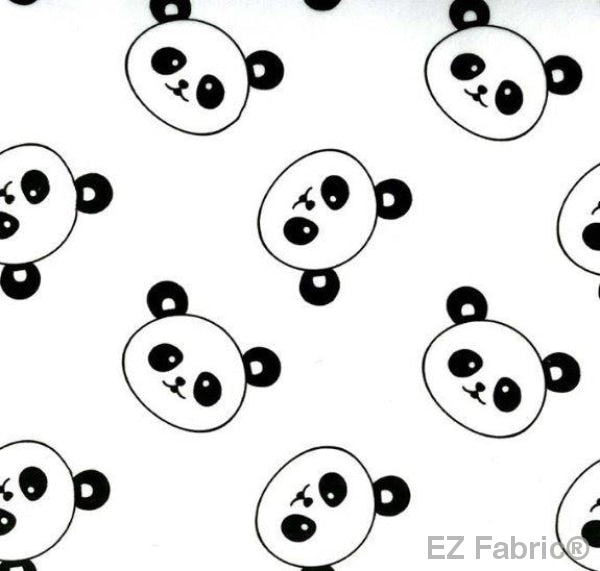 Panda collection minky fabric white on black, alternate colorway