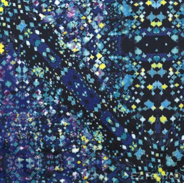 Prismatic cosmic minky fabric, royal colorway swatch