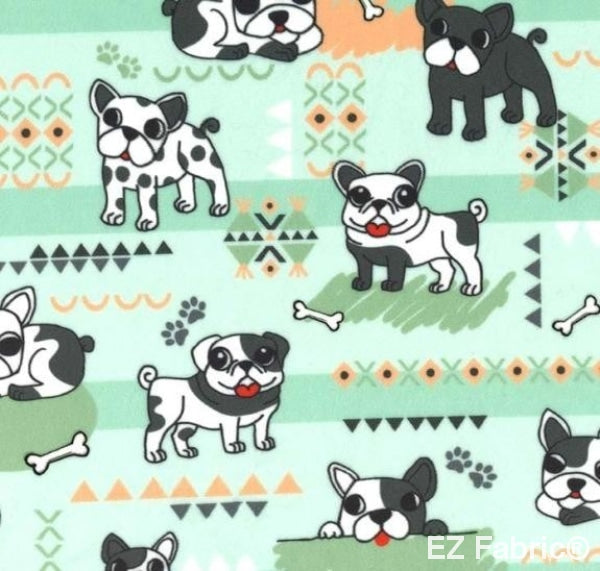 Pups Rule French bulldog minky fabric, swatch