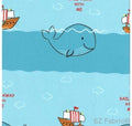 Ready, Set, Sail whale minky fabric, swatch