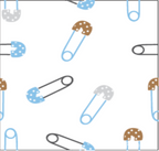 Pins blue print minky fabric, coordinating pin print in blue