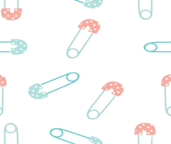 Pins peach print minky fabric, coordinating pin print in peach