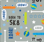 SK8 Monster gray skater minky fabric, bolt