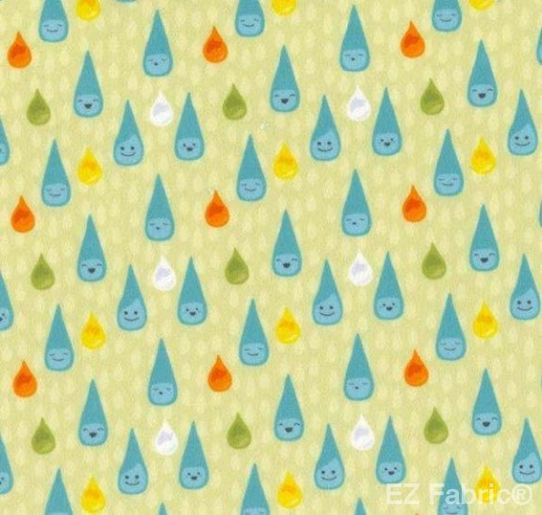 Sunny Day raindrop print minky fabric, close-up