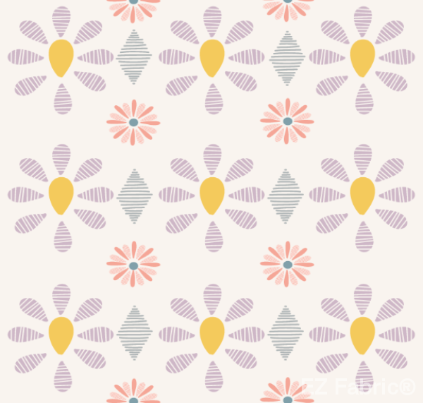 Suzani fleur cream print minky fabric, print detail