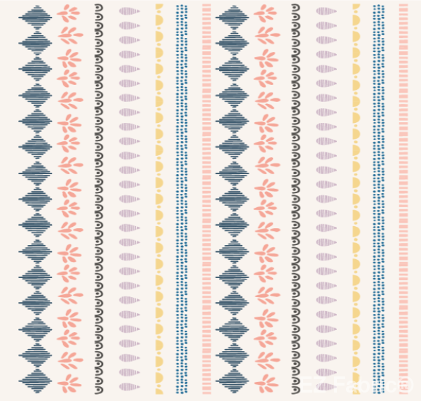 Suzani stripe cream print minky fabric, close-up