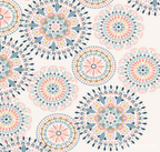 Suzani wheel cream print minky fabric, swatch