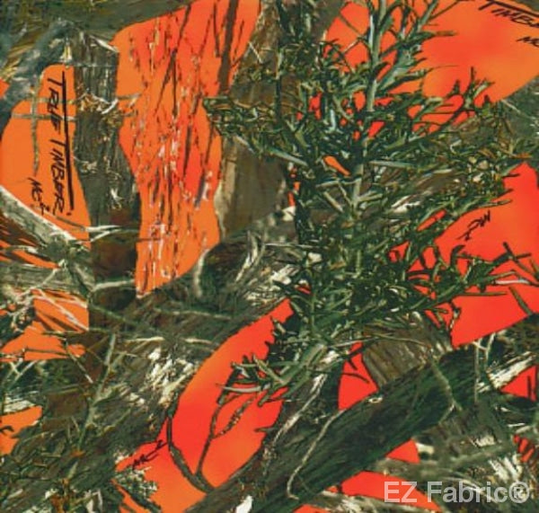 True Timber orange minky fabric, swatch