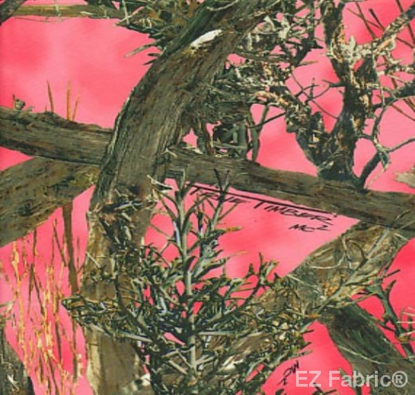 True Timber pink minky fabric, swatch
