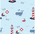 Lighthouse Light Blue on Minky Fabric by EZ Fabric 