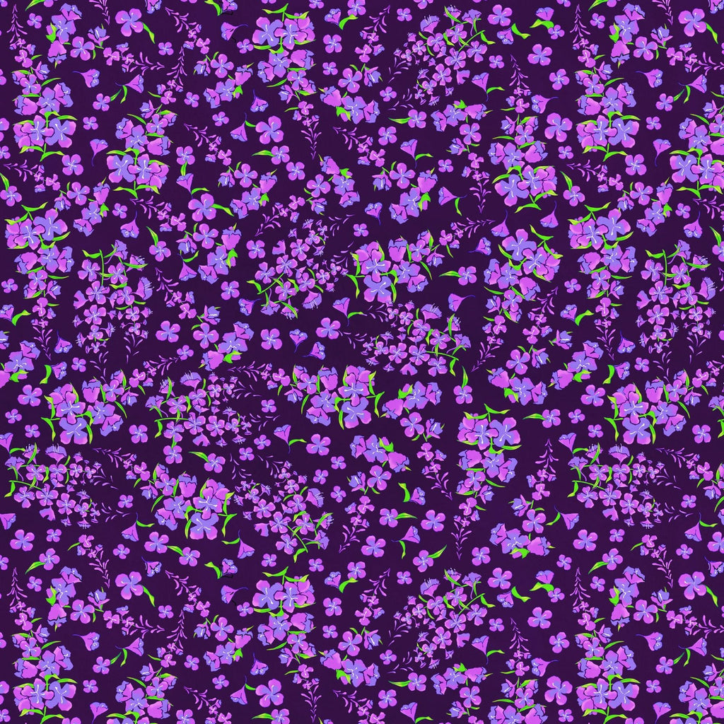 Fireweed Tossed pink and purple floral minky fabric, swatch
