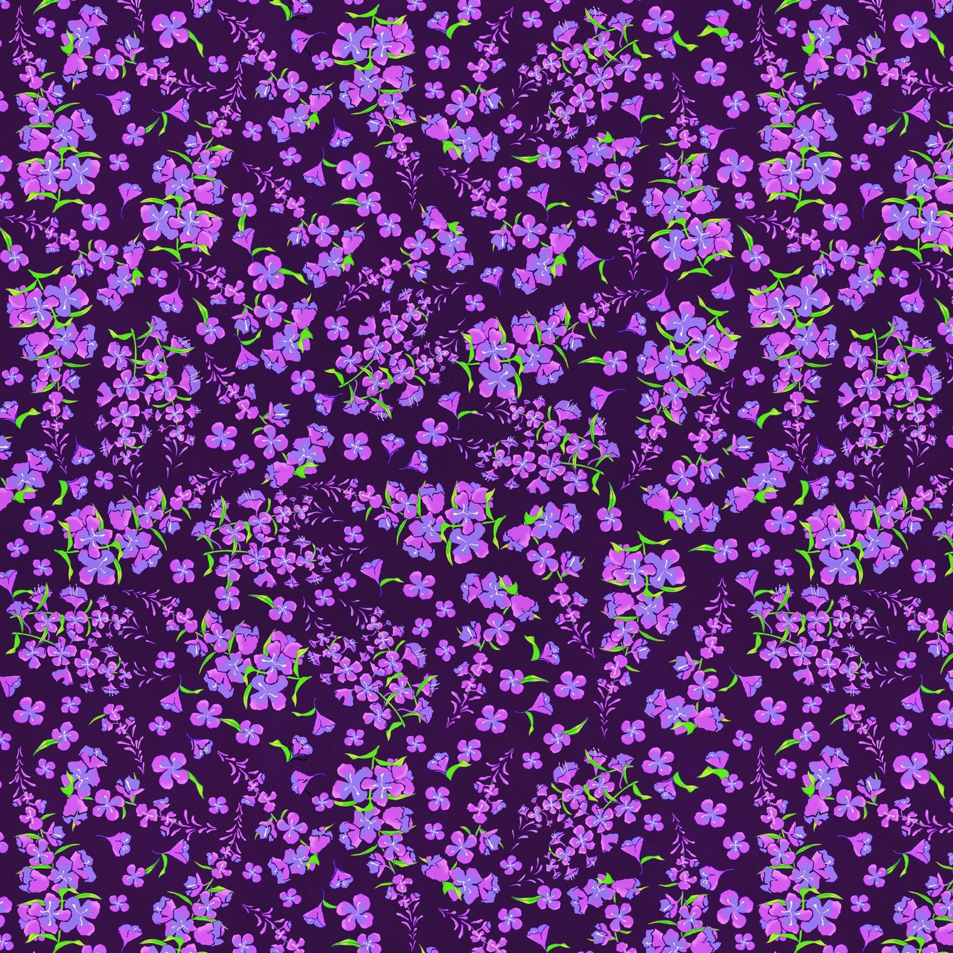 Fireweed Tossed pink and purple floral minky fabric, swatch