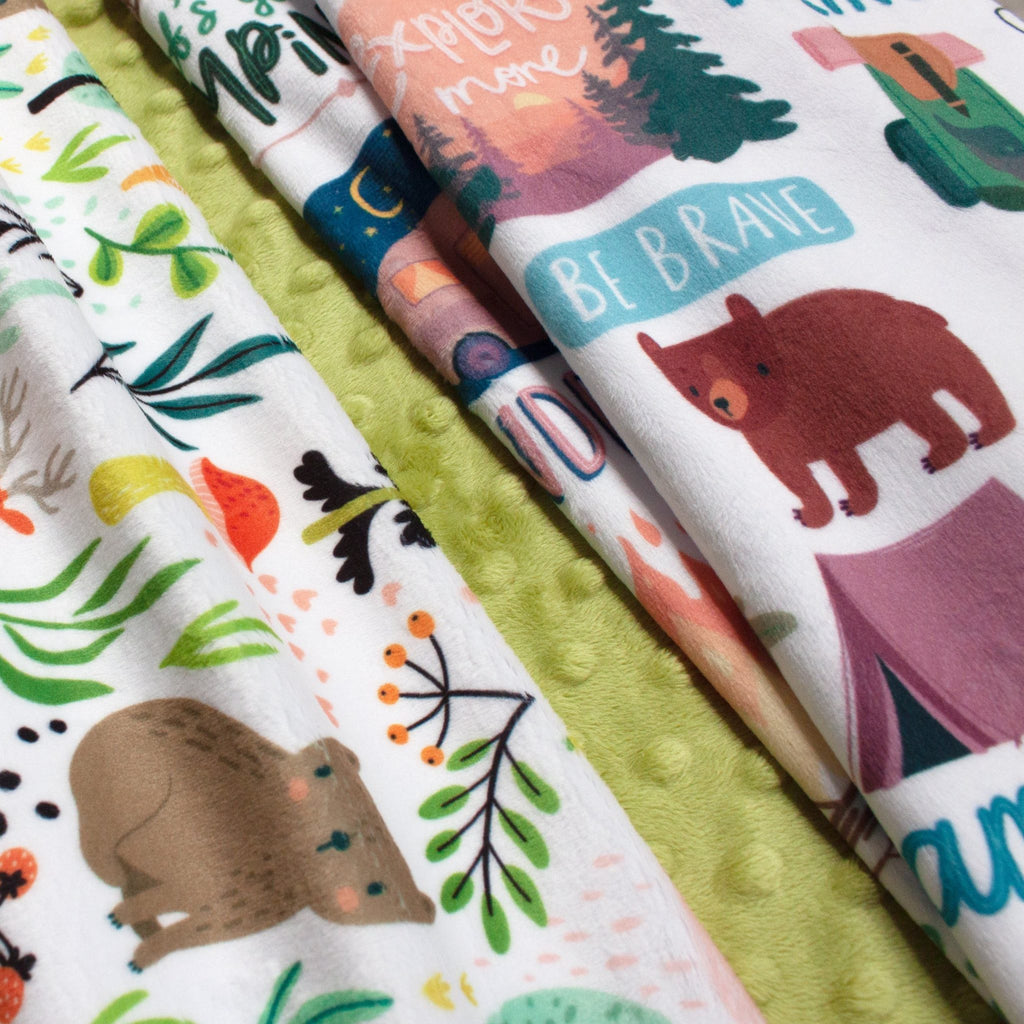The Adventure Begins minky fabric, folded yardage