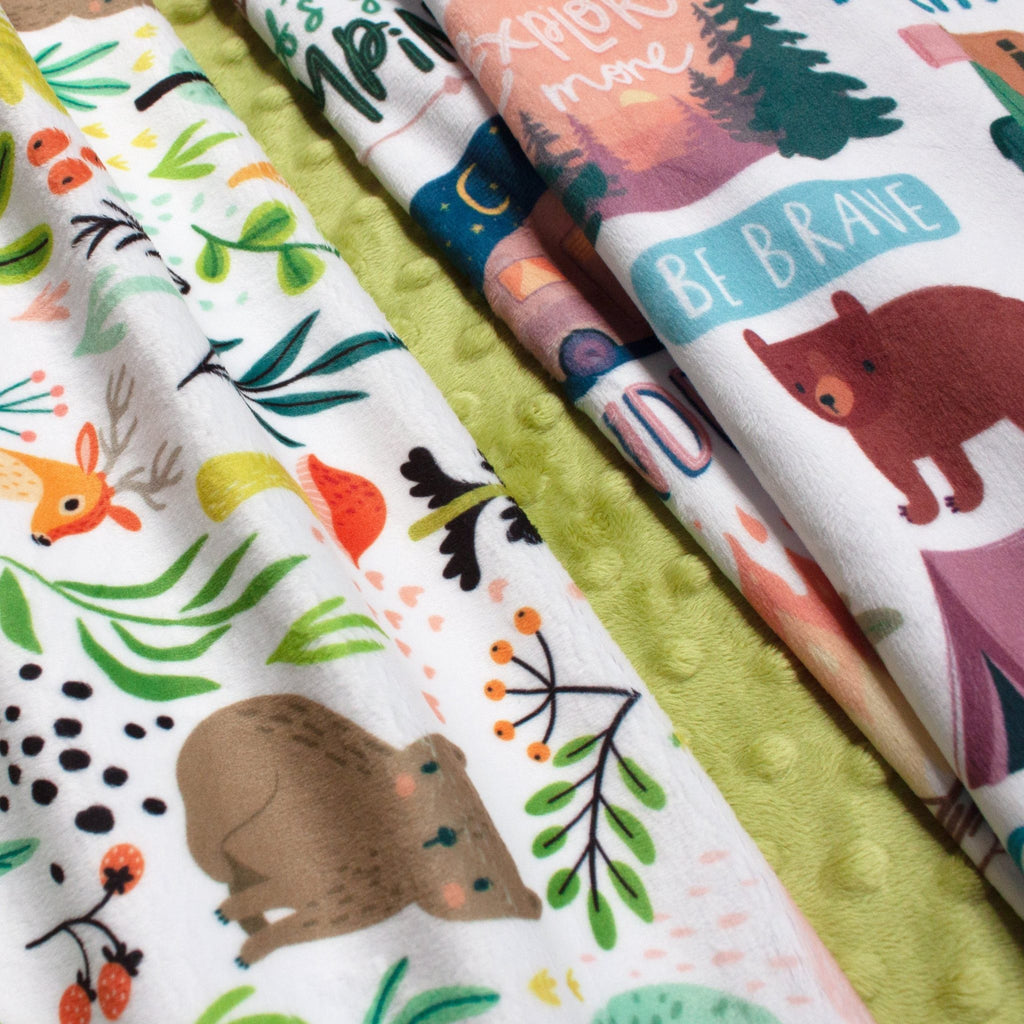 Frolicking Forest Friends minky fabric, bolt
