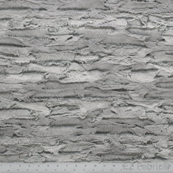 Wolf snuggle minky fabric silver, marble pattern close-up