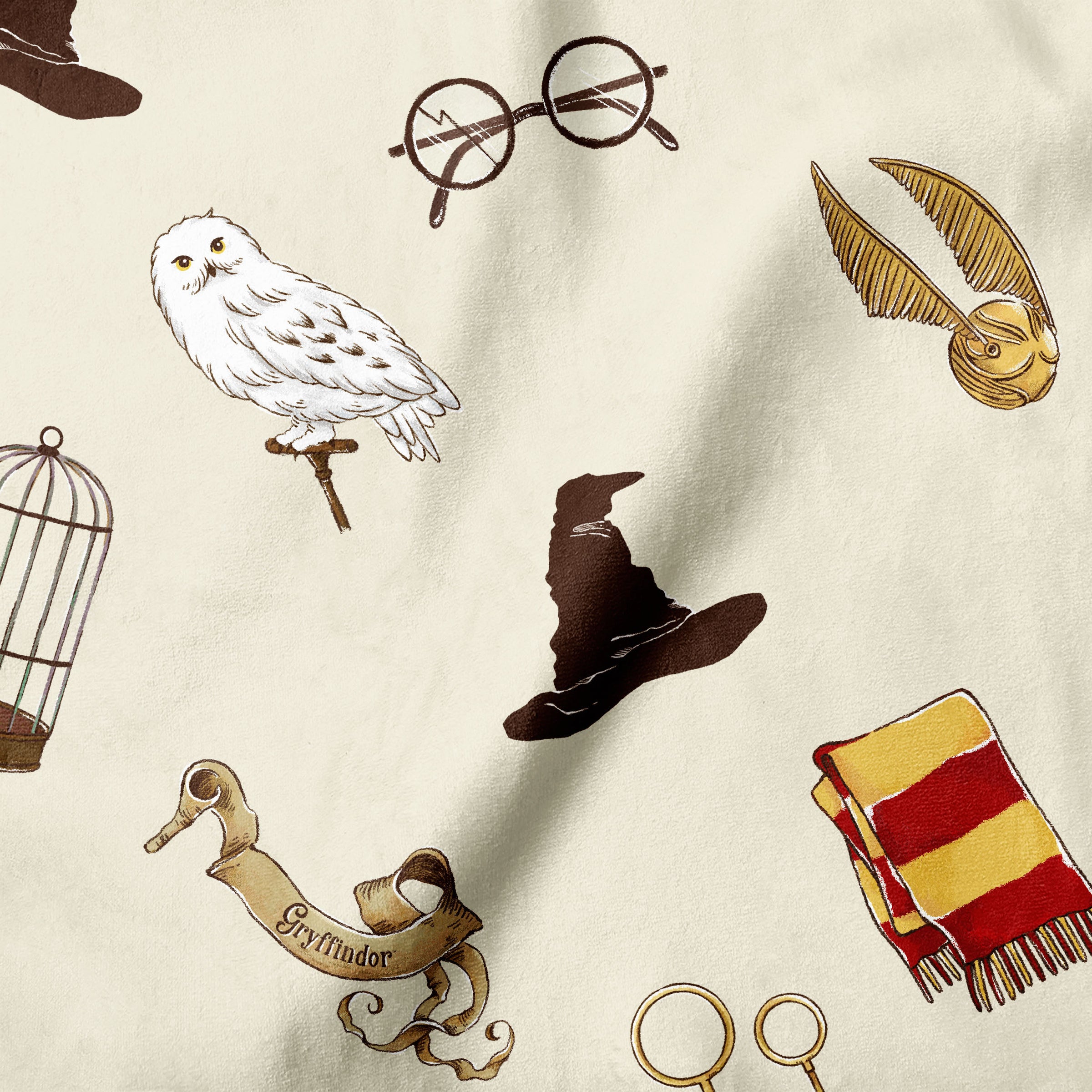 Tissu jersey Harry Potter Hedwigge digital fond gris acier