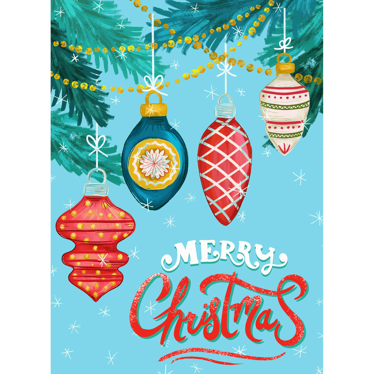 Bright Light Ornaments Panel 45x60" | Jolly Christmas