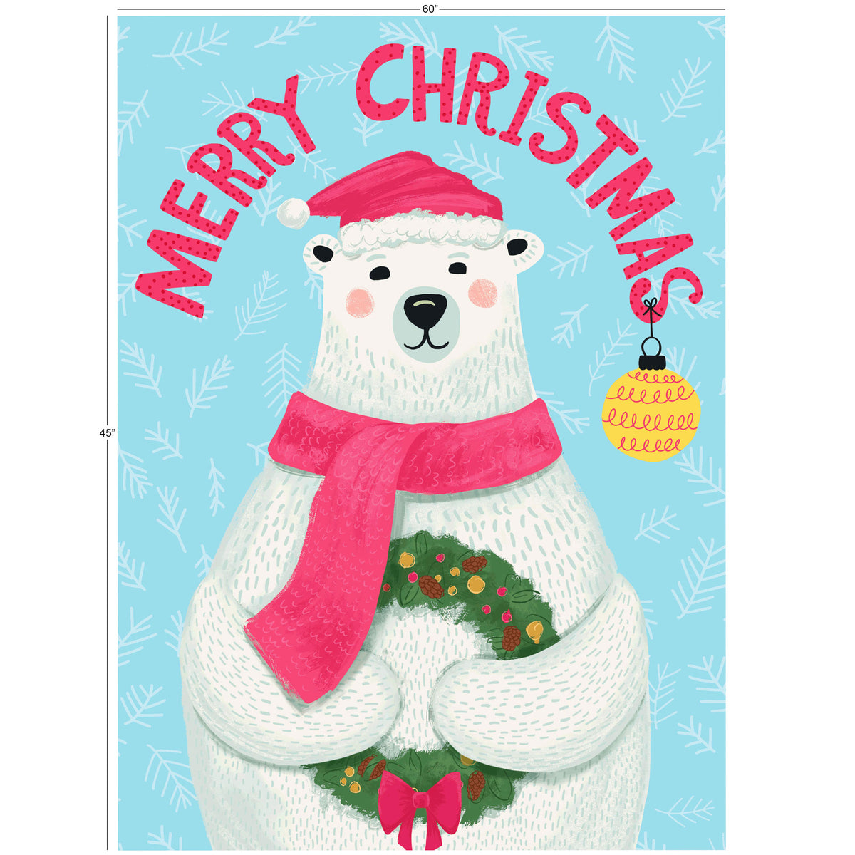 Merry Christmas Polar Bear Panel 45x60" | Jolly Christmas