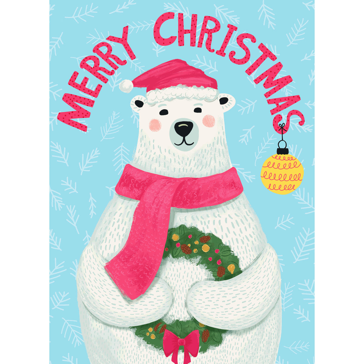 Merry Christmas Polar Bear Panel 45x60" | Jolly Christmas