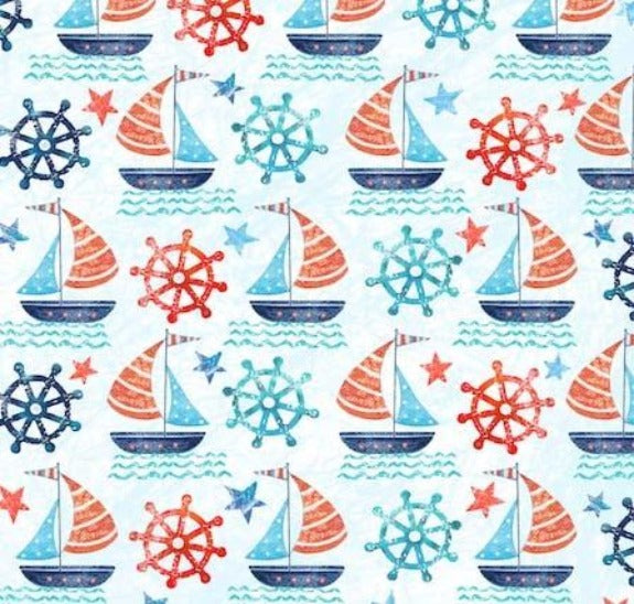Set Sail Print on minky fabric by EZ Fabric