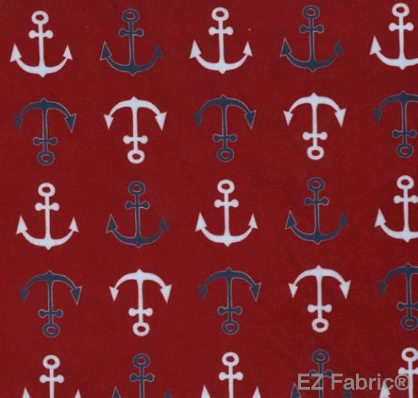 Anchors Straight Red on Minky by EZ Fabric 