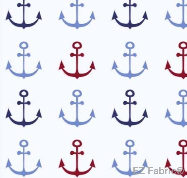 Anchors Straight White on Minky By EZ Fabric 
