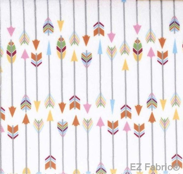 Arrows White printed on MInky Fabric  by EZ Fabric