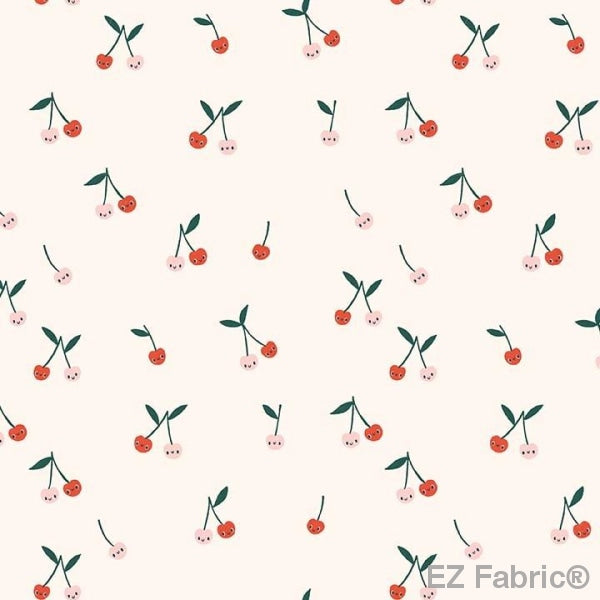 Cherry Small Cream on Minky Smooth by EZ Fabric 