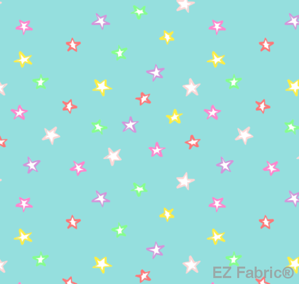 Neon Starlight Multi Print Minky By EZ Fabric 
