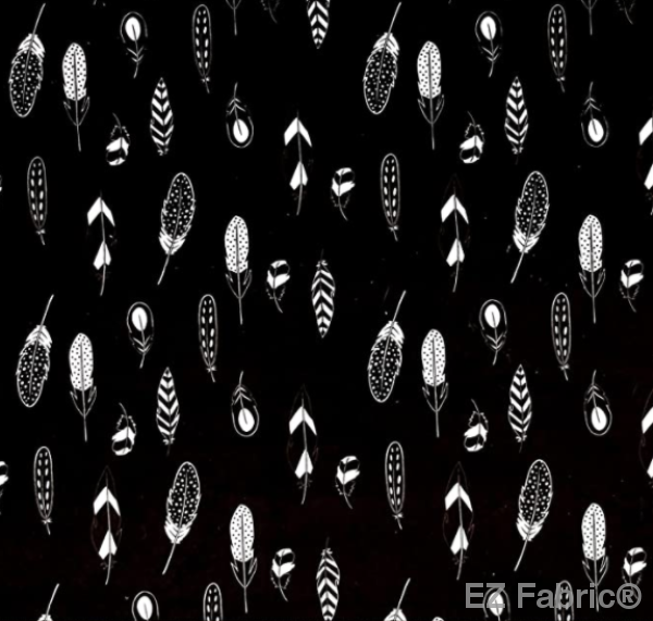 EZ Feathers Black on Minky Fabric by EZ Fabric
