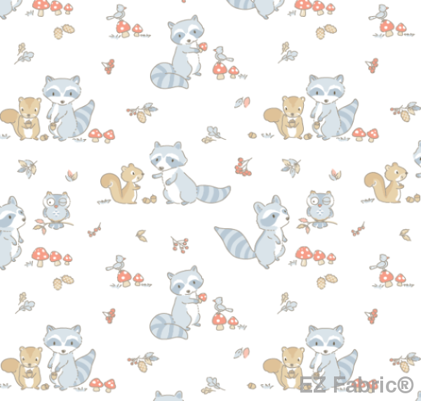 Friendly Critters Red Print Minky By EZ Fabric 
