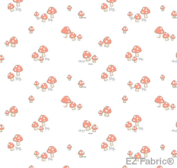 Mushroom Red Print Minky By EZ Fabric 