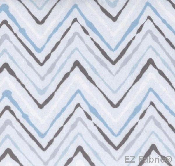 Chevron Ikat Blue on Minky Fabric by EZ Fabric
