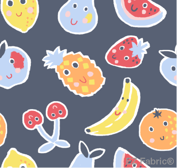 Fruit Juice Splash Navy Print Minky By EZ Fabric 