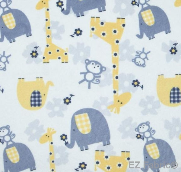 Jungle Dream Yellow Print Minky By EZ Fabric 