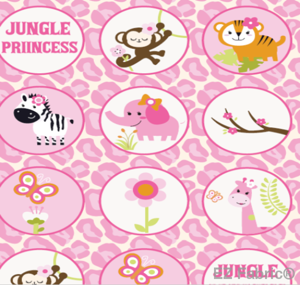 Jungle Bubbles Pink on Smooth Minky Fabric by EZ Fabric 