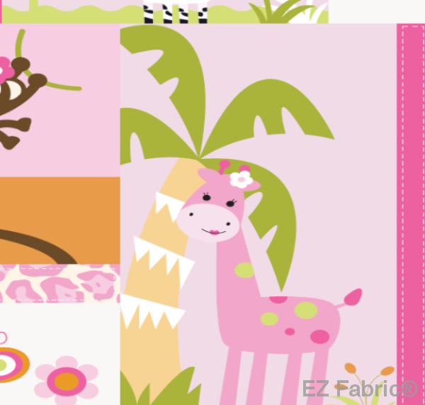 Jungle Princess Pink on Smooth Minky Fabric by EZ Fabric 
