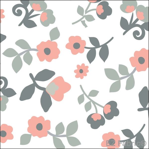 Smooth Kashmir Print On Minky Fabric Coral / Floral