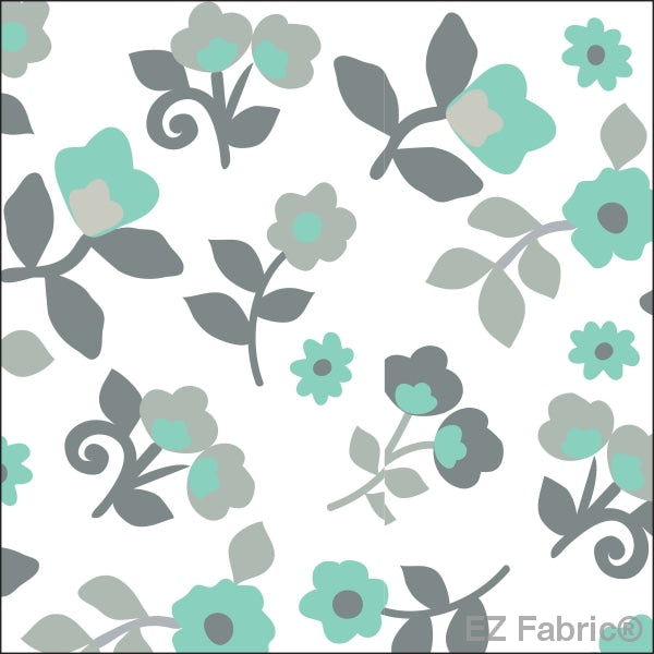 Smooth Kashmir Print On Minky Fabric Mint / Floral