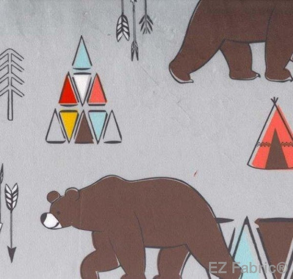 Kodiak Bear Gray on Minky Fabric by EZ Fabric