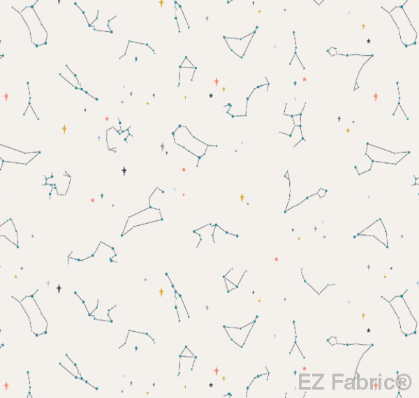 Constellation Teal Print Minky By EZ Fabric 